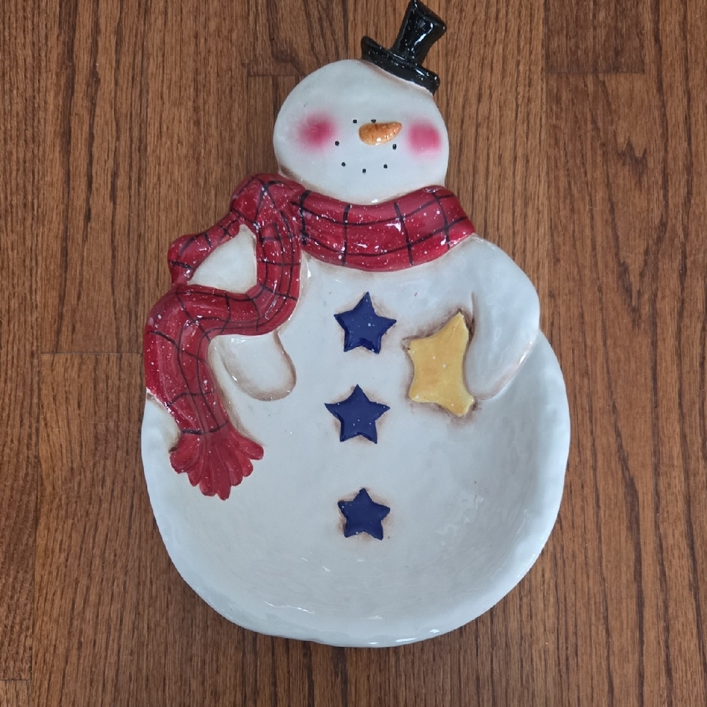 Sapota Ceramic Snowman Christmas Holiday Dish/Bowl